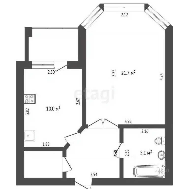 1-к кв. Тюменская область, Тюмень ул. Циолковского, 7 (45.5 м) - Фото 2