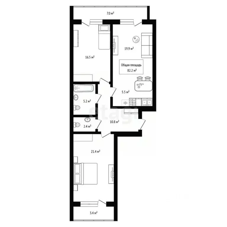 3-к кв. Новосибирская область, Новосибирск Воинская ул., 69 (82.2 м) - Фото 1