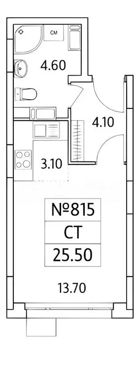 Квартира-студия, 25,5 м, 12/12 эт. - Фото 0