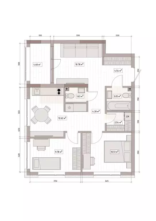 3-комнатная квартира: Кемерово, улица Терешковой, 39А (65.2 м) - Фото 1