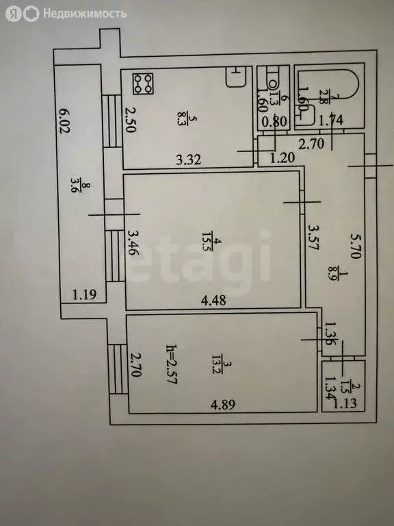 2-комнатная квартира: Казань, улица Аделя Кутуя, 54 (55 м) - Фото 0
