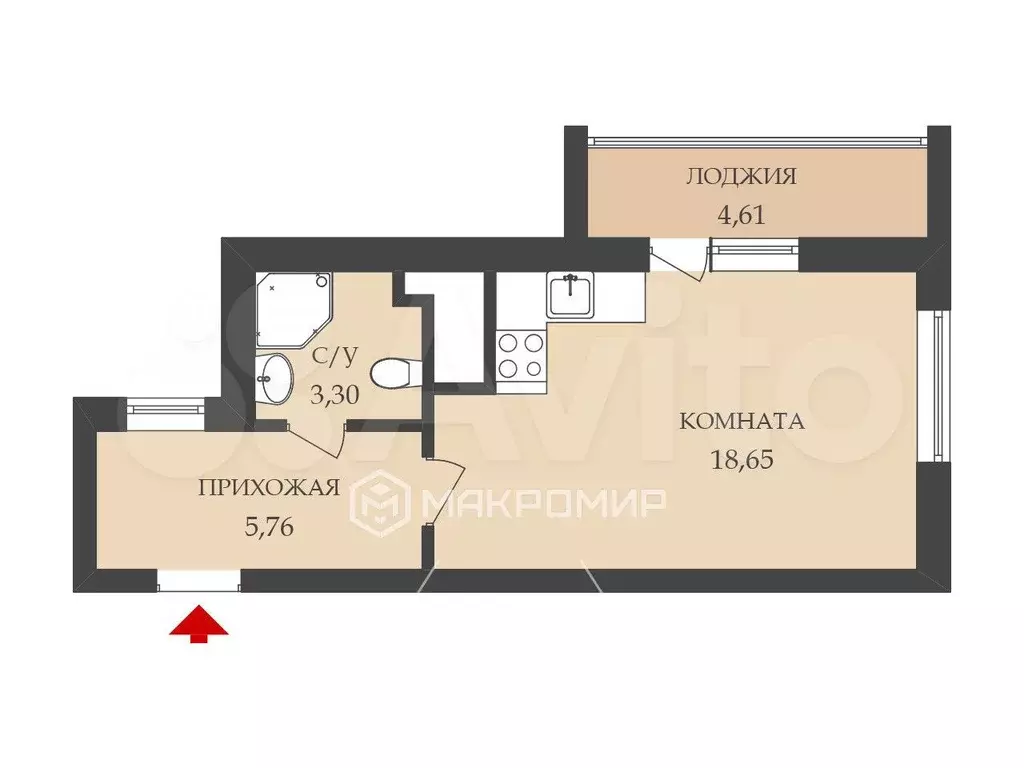 Квартира-студия, 26,7 м, 11/25 эт. - Фото 0