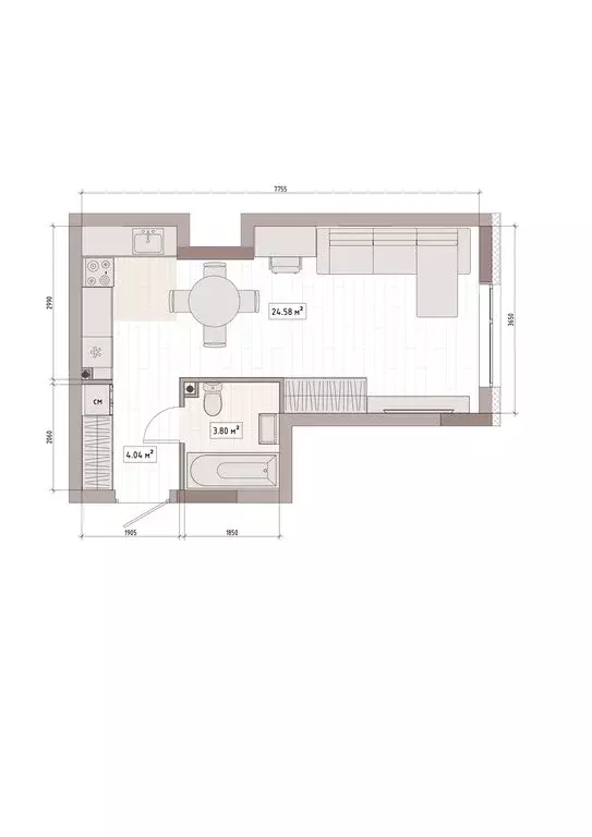 Квартира-студия: Кемерово, улица Терешковой, 39А (33.1 м) - Фото 2