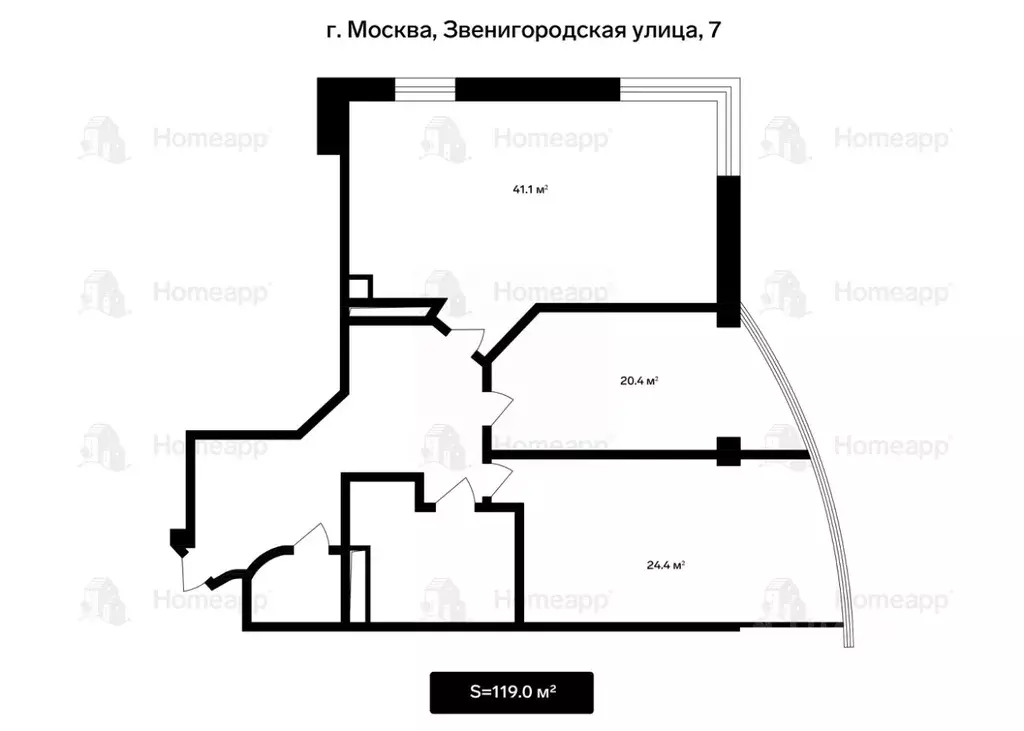 3-к кв. Москва Звенигородская ул., 7 (119.0 м) - Фото 2