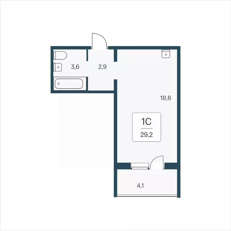 Студия Новосибирская область, Новосибирск Кедровая ул., 80/3 (29.2 м) - Фото 1