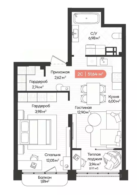2-к кв. Новосибирская область, Новосибирск Ленинградская ул., 342 ... - Фото 1