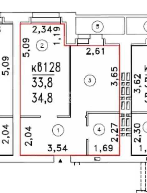 1-комнатная квартира: Крутые Выселки, улица Ю. А. Жоголева, 5 (34.8 м) - Фото 1