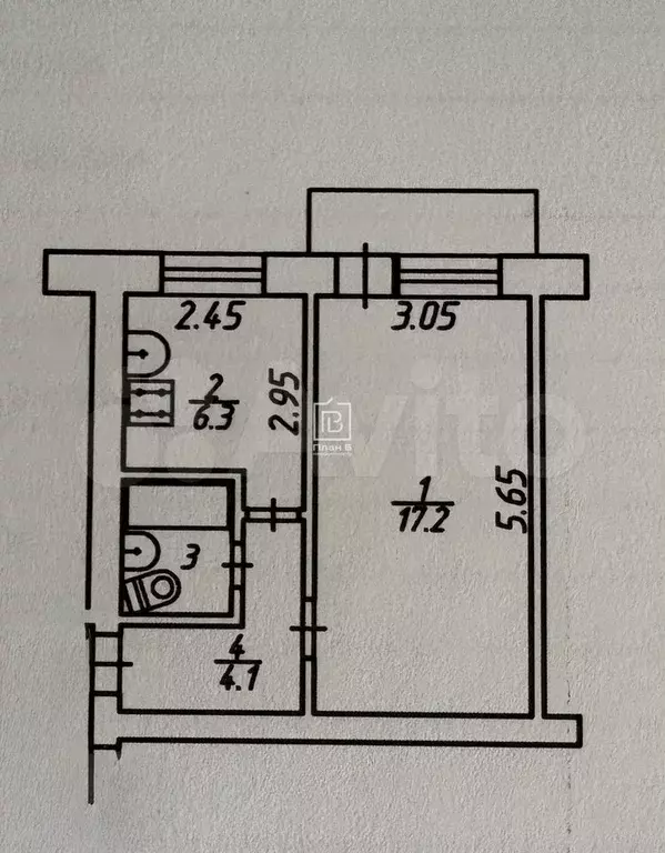 1-к. квартира, 30,4 м, 3/5 эт. - Фото 0