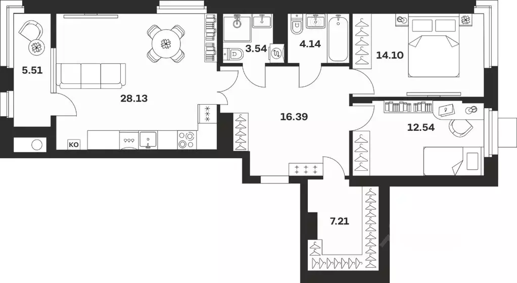 2-к кв. Тульская область, Тула ул. Смидович, 18Б (88.81 м) - Фото 0