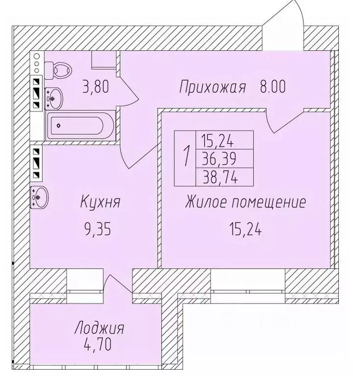 1-к кв. Белгородская область, Старый Оскол Степной мкр,  (38.74 м) - Фото 0