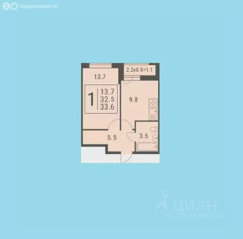 1-к кв. Краснодарский край, Краснодар ул. Евгении Жигуленко, 13 (33.6 ... - Фото 2