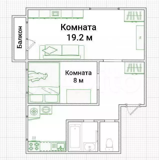 2-к. квартира, 40,7 м, 2/5 эт. - Фото 0