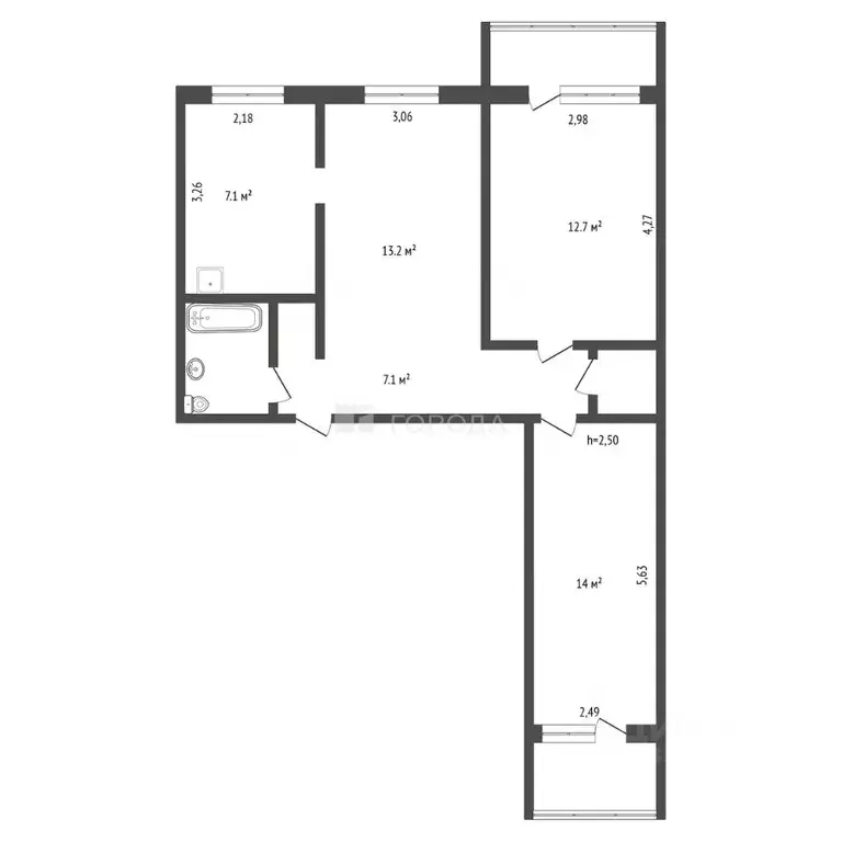 3-к кв. Кемеровская область, Новокузнецк Запорожская ул., 9 (59.3 м) - Фото 2