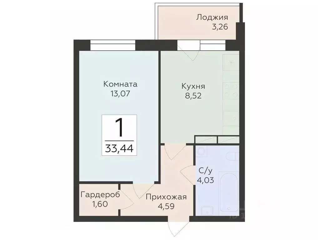 1-к кв. Воронежская область, Воронеж Острогожская ул., 156/2 (33.44 м) - Фото 0