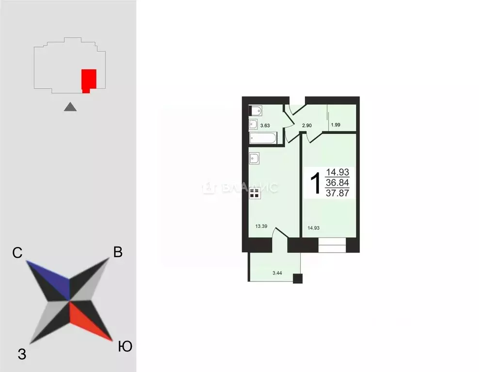 1-к кв. Владимирская область, Владимир ул. Лакина, 2Г (38.66 м) - Фото 1