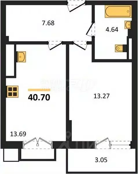 2-к кв. Калининградская область, Гурьевский муниципальный округ, пос. ... - Фото 1
