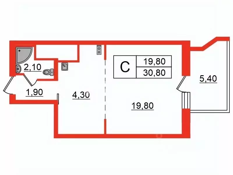 Студия Санкт-Петербург Ленинский просп., 114 (30.8 м) - Фото 2
