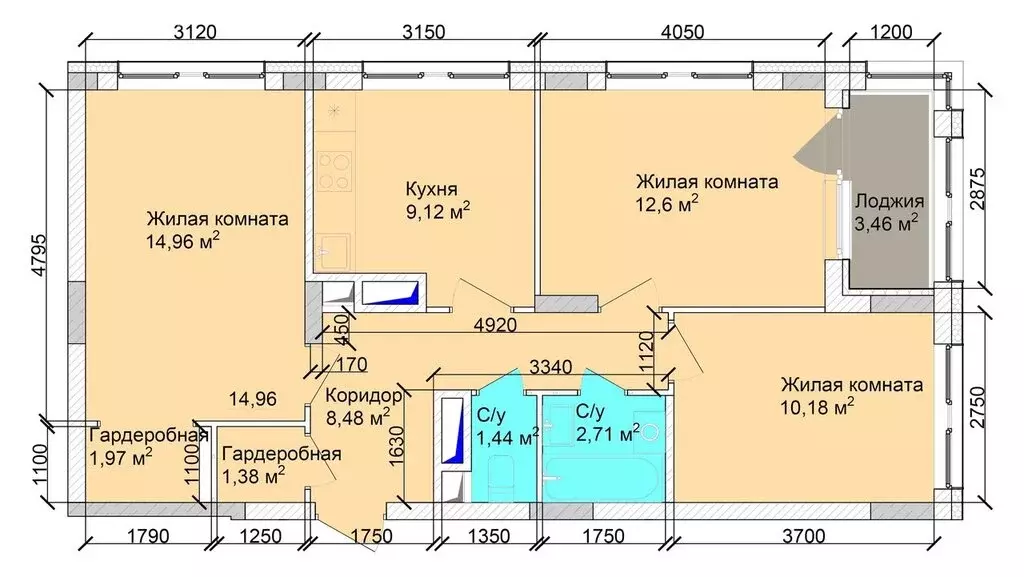 3-комнатная квартира: Кемерово, улица Дружбы, 9 (66.65 м) - Фото 1