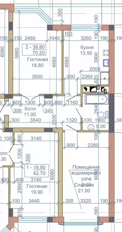 2-к. квартира, 70,2 м, 7/9 эт. - Фото 0