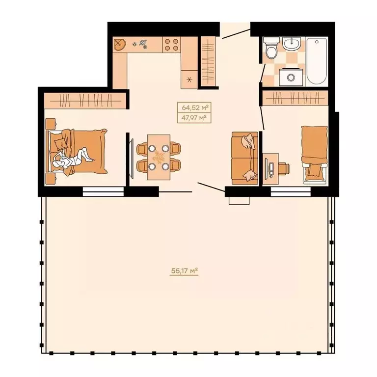 3-к кв. Приморский край, Владивосток Главная ул. (64.52 м) - Фото 1