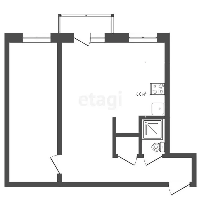 2-комнатная квартира: Кострома, проспект Мира, 129 (42.4 м) - Фото 0