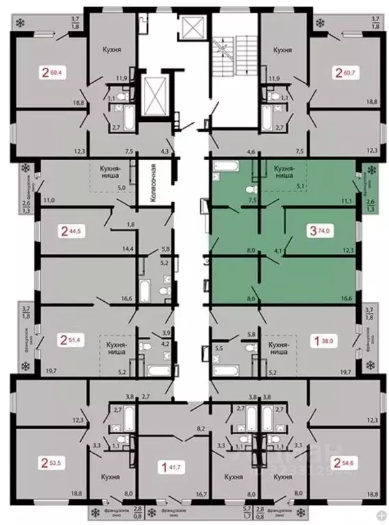 3-к кв. Красноярский край, Красноярск ул. Калинина (74.0 м) - Фото 2