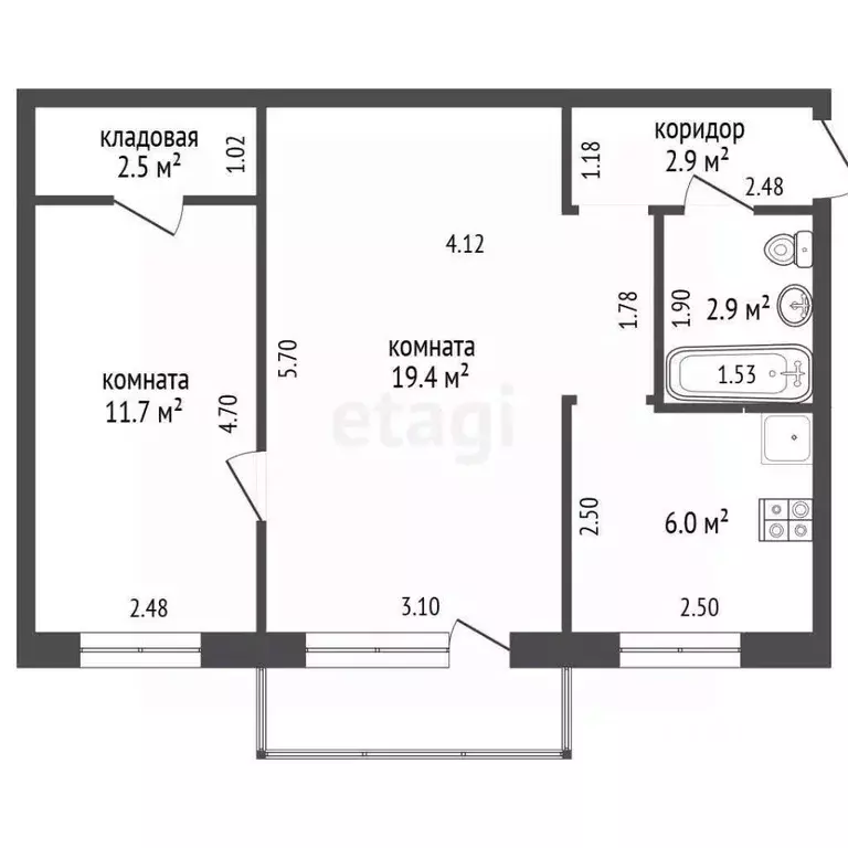 2-к кв. Башкортостан, Стерлитамак ул. Дружбы, 29 (42.9 м) - Фото 1