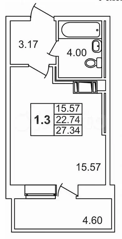 Квартира-студия, 22,4 м, 15/17 эт. - Фото 0