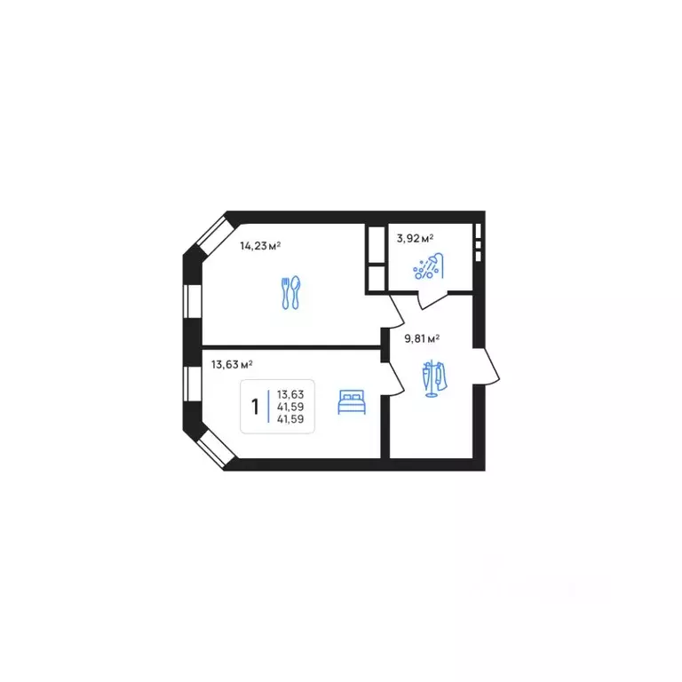 1-к кв. Липецкая область, Липецк Авторский жилрайон,  (41.59 м) - Фото 1