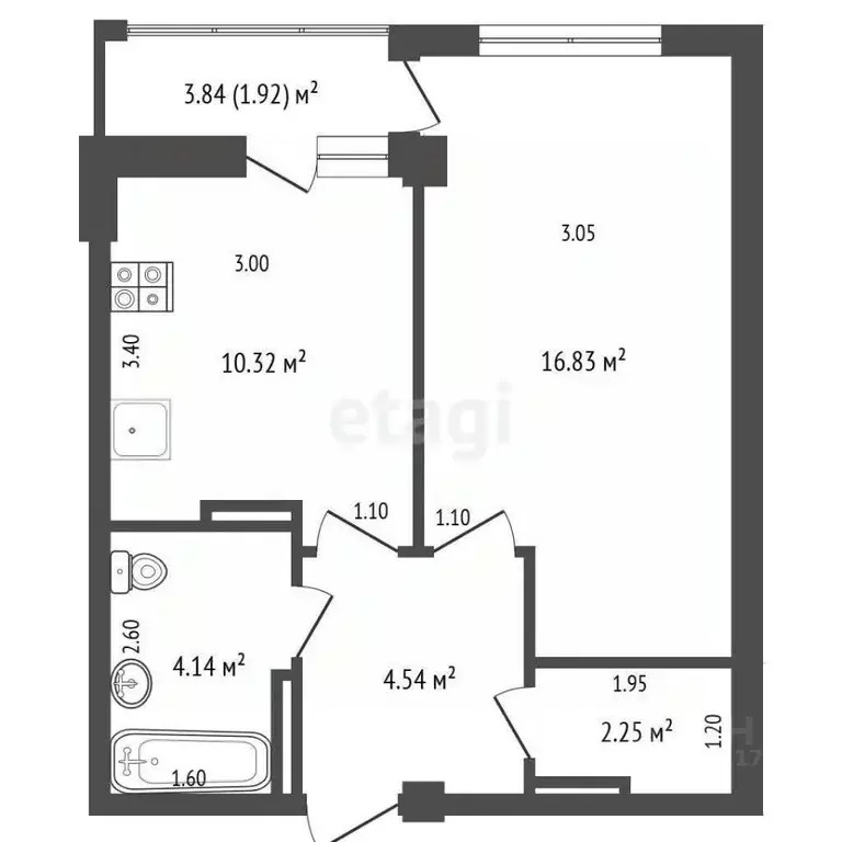 1-к кв. Севастополь просп. Античный, 5/4 (37.7 м) - Фото 2