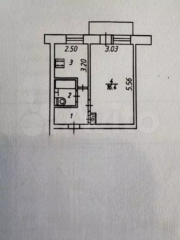 1-к. квартира, 30,4 м, 5/5 эт. - Фото 0