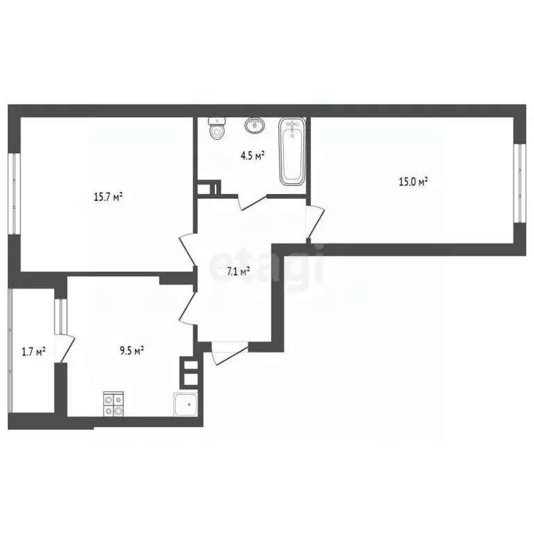 2-к кв. Калининградская область, Калининград Тихорецкая ул., 22А (53.7 ... - Фото 2