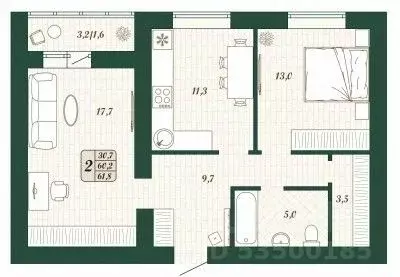 2-к кв. Самарская область, Волжский район, Смышляевка городское ... - Фото 1