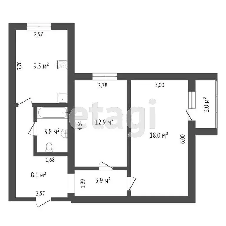 2-комнатная квартира: Ростов-на-Дону, улица Верещагина, 6 (50 м) - Фото 0