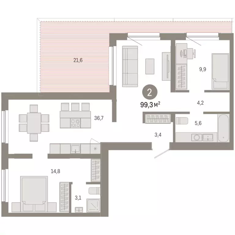 2-комнатная квартира: Новосибирск, Большевистская улица, с49 (99.33 м) - Фото 2