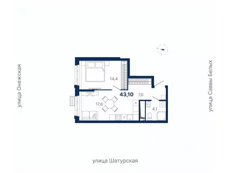 1-к кв. Свердловская область, Екатеринбург ул. Шатурская (43.1 м) - Фото 0