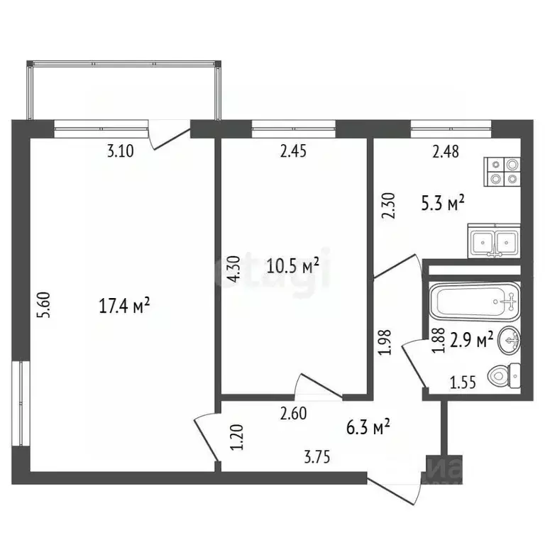 2-к кв. Нижегородская область, Нижний Новгород ул. Надежды Сусловой, ... - Фото 2