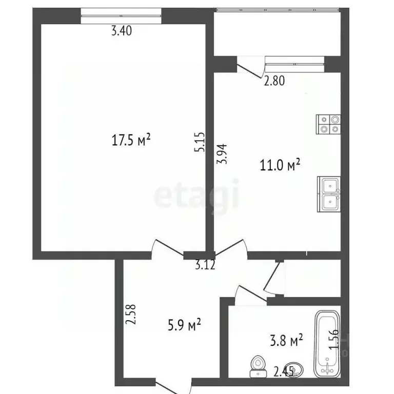 1-к кв. Коми, Микунь Усть-Вымский район, ул. Ленина, 50 (39.3 м) - Фото 0