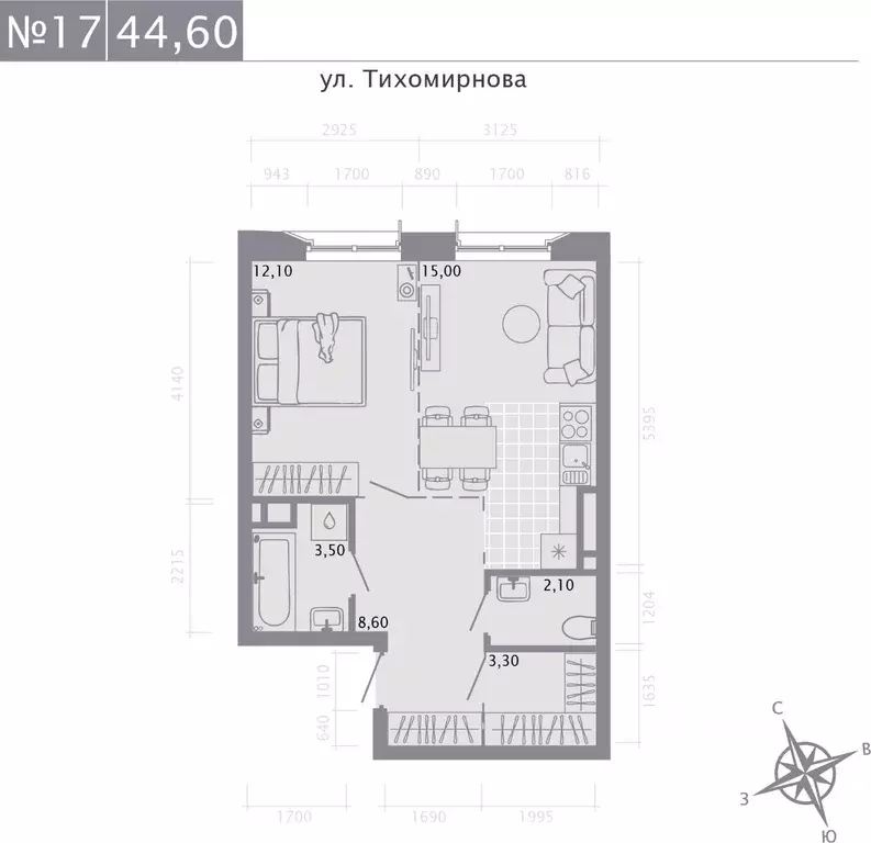 1-к кв. Татарстан, Казань ул. Калинина, 1Б (44.6 м) - Фото 0