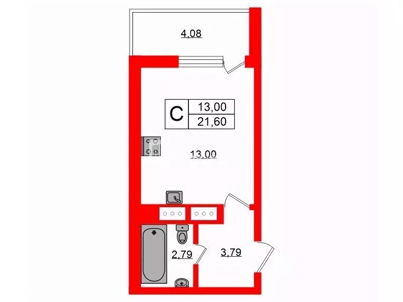 Студия Санкт-Петербург 1-й Предпортовый проезд, 15 (21.6 м) - Фото 1