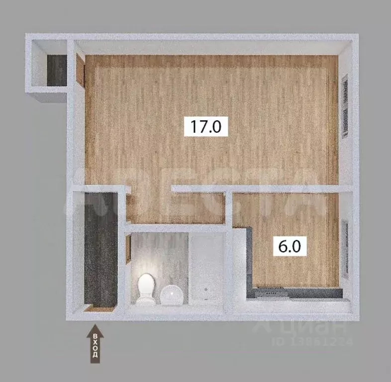 1-к кв. Омская область, Омск Городок Нефтяников мкр, ул. 22 Апреля, 3 ... - Фото 2