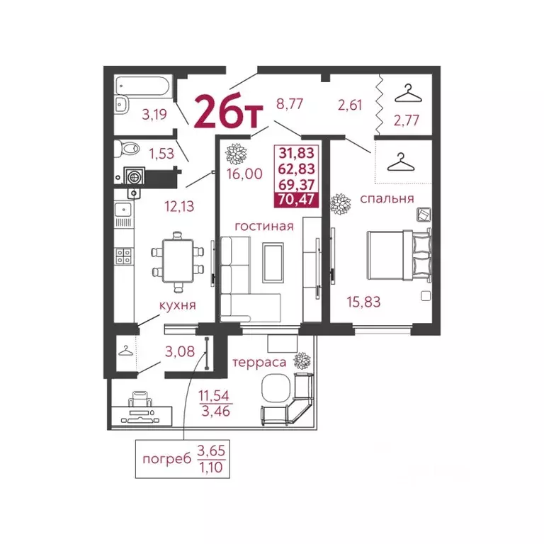 2-к кв. Пензенская область, Пенза ул. Высокая, 20 (70.47 м) - Фото 2