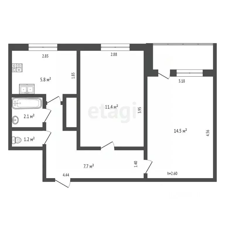 2-к кв. Ямало-Ненецкий АО, Новый Уренгой ул. Геологоразведчиков, 6 ... - Фото 1