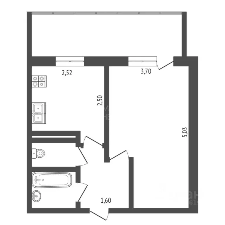 Студия Тюменская область, Тюмень ул. Муравленко, 15 (15.1 м) - Фото 2