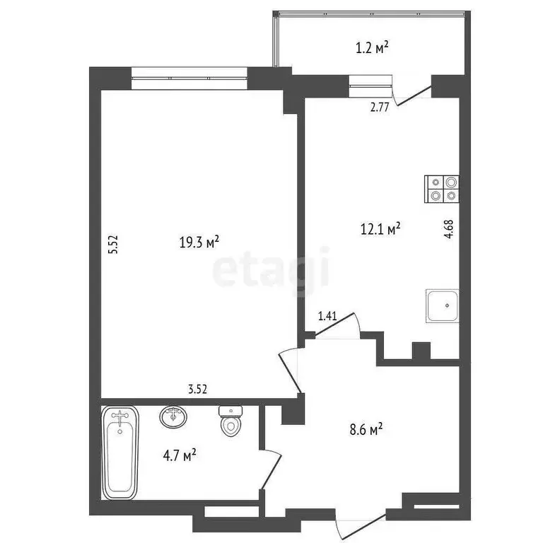 1-комнатная квартира: Омск, улица 70 лет Октября, 13/3 (45 м) - Фото 1