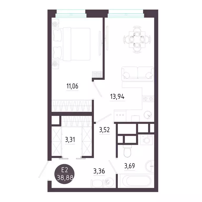 1-комнатная квартира: Тула, Пряничная улица, 6 (38.88 м) - Фото 1
