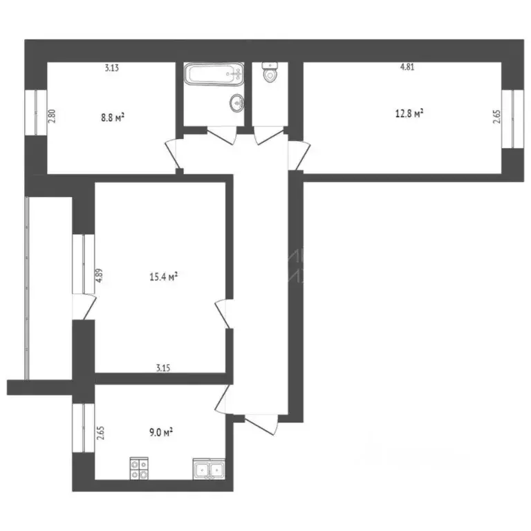 3-к кв. Тюменская область, Тюмень Велижанская ул., 72 (60.9 м) - Фото 2