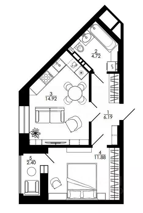 1-к кв. Липецкая область, Липецк Университетский мкр, Архитектор жилой ... - Фото 2