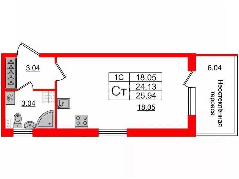 Студия Санкт-Петербург Пулковское ш., 99к4 (24.0 м) - Фото 2