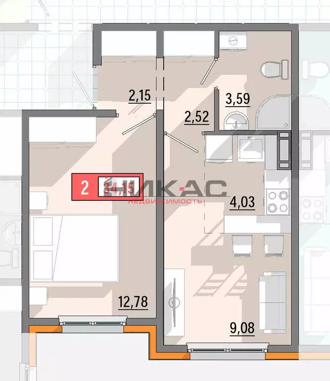 2-комнатная квартира: Ярославль, Шандорная улица, 14 (34.1 м) - Фото 0